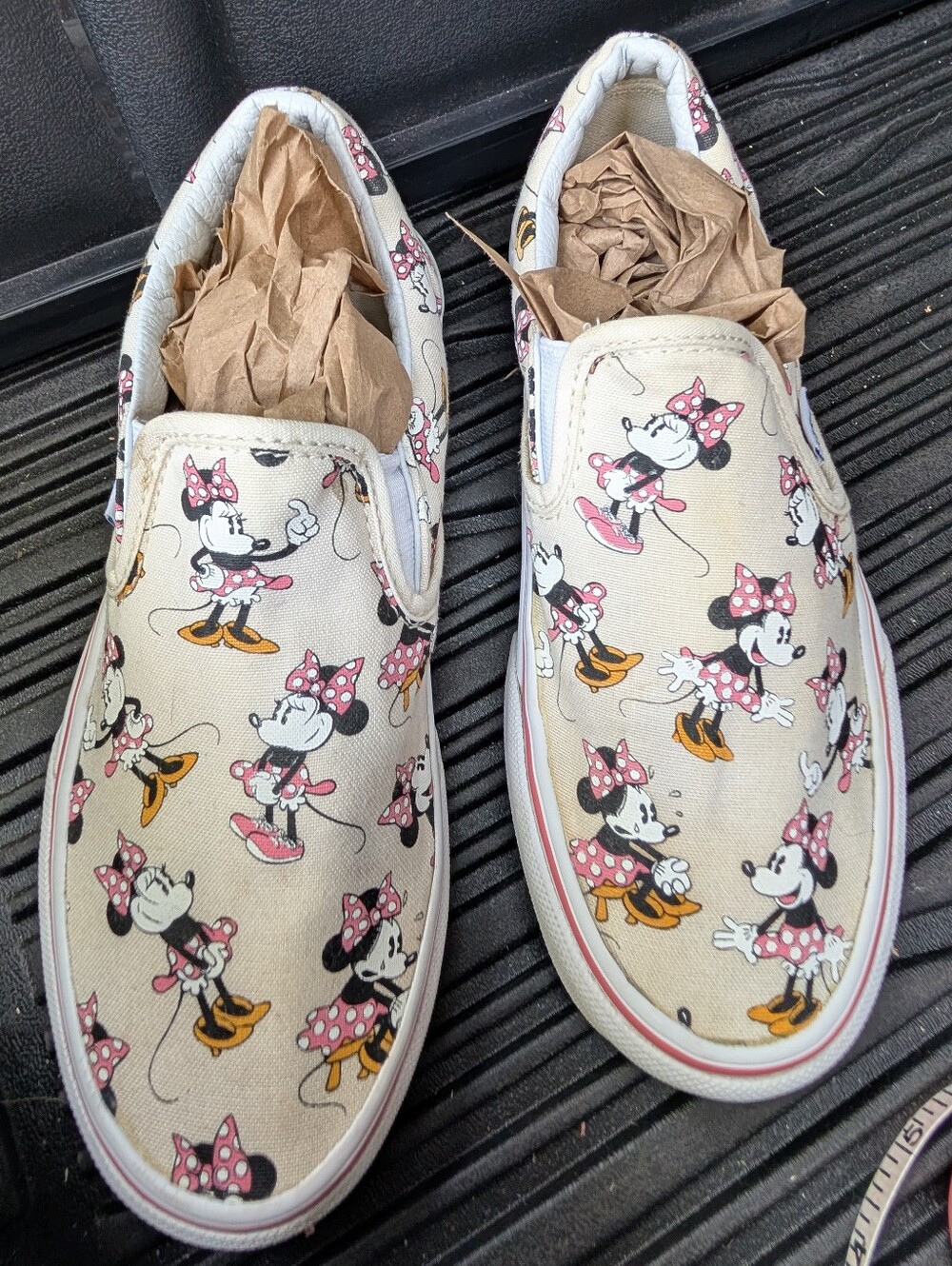 Vans Minnie Mouse Slip-On Canvas Shoes - Pink & Cream